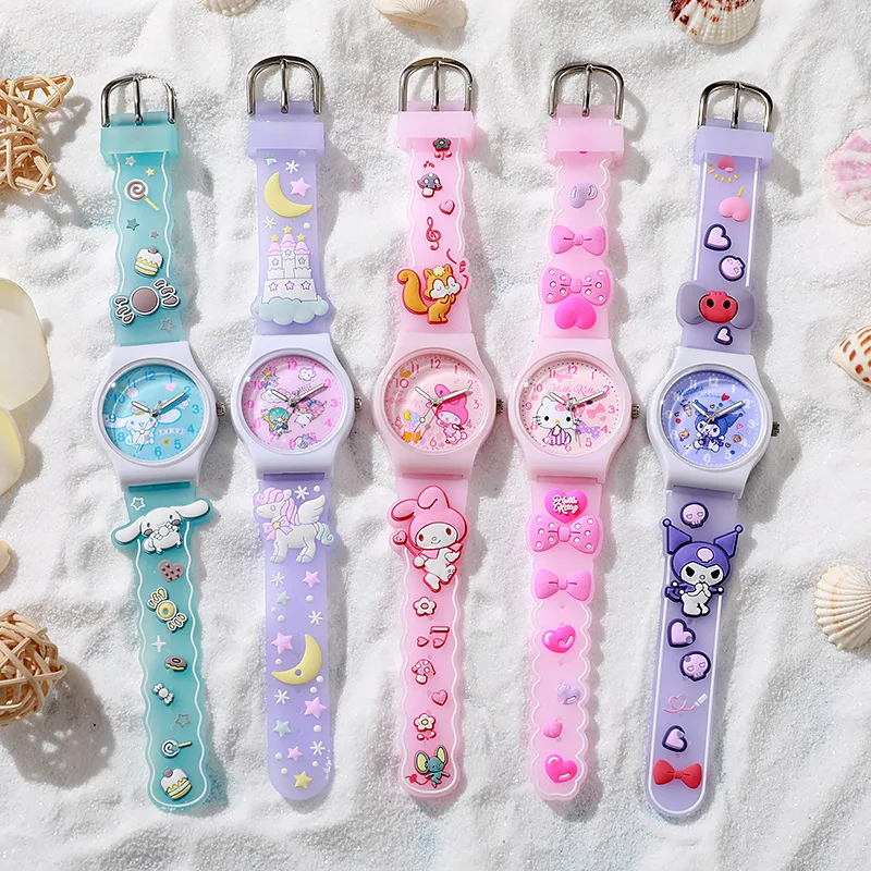 Фото Детские часы для девочек с 3d-рисунком аниме Sanrio kulomi big-eared dog Melody детские часы подарок с подарочной коробкой кварцевые часы №4