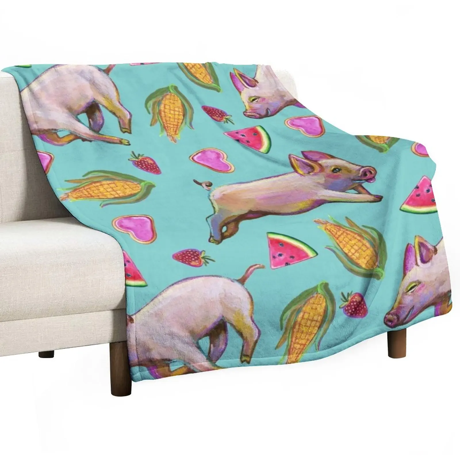 

Super cute piglet summer snack party pattern Throw Blanket Sofa Blankets Multi-Purpose Tourist Blanket