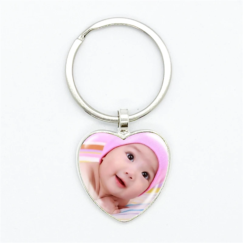 

Personalized Photo Pendants Custom Heart Shape Keychain Photo Of Your Baby Child Mom Dad Grandparent Loved One Gift