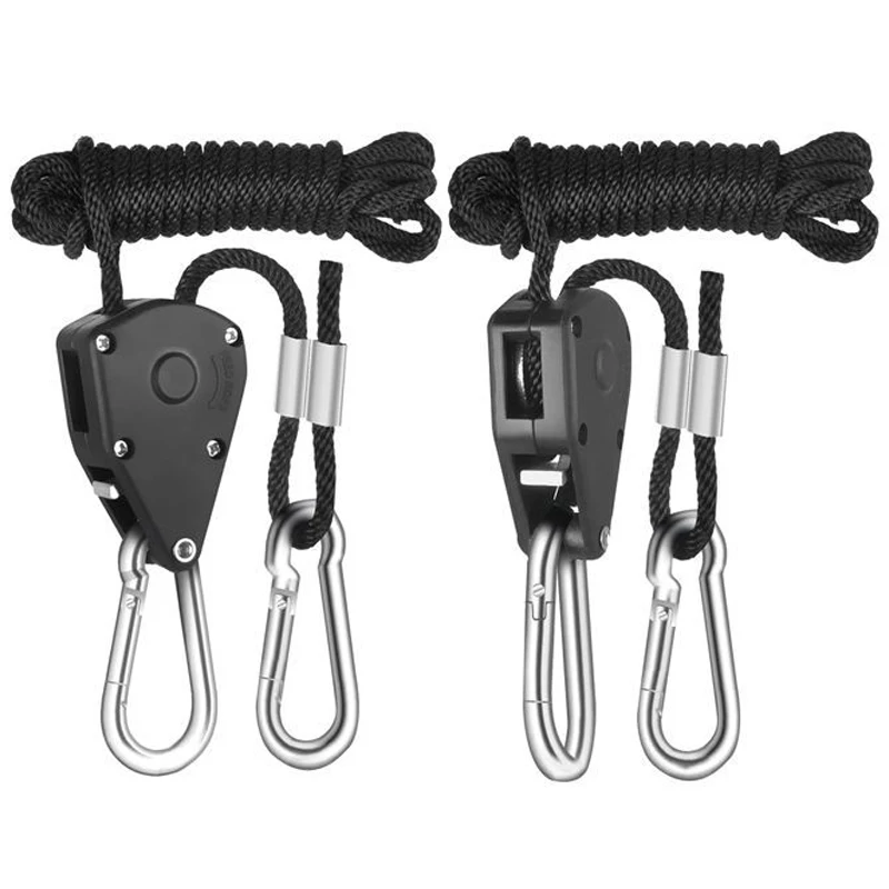 Adjustable Rope Clip Hanger 1/8" Adjustable Heavy Duty Rope Hanger Ratchet Plant Lighting Fixture for Grow Lights 75lbs Weight Capacity