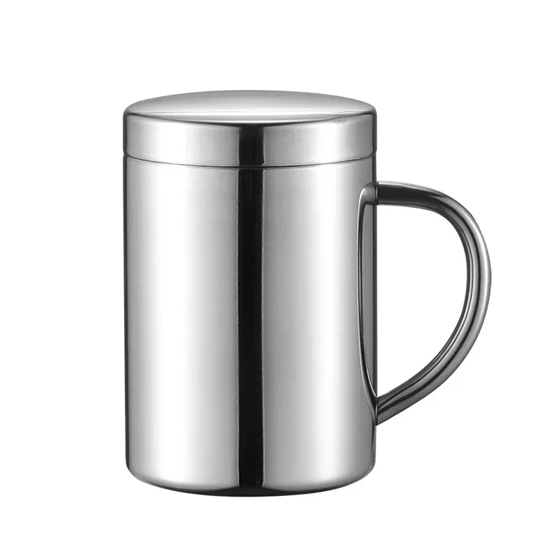 400ML Double-walled Stainless Steel Coffee Cup Cover Portable Travel Glass Pot Milk Tea