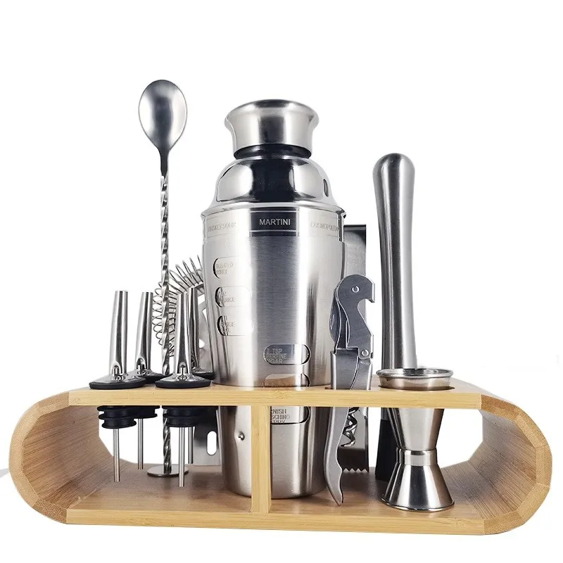 23-Piece Cocktail Shaker Set,Bartender Kit With Oval Bamboo Stand  Detachable, Home Bar Tools Stainless Steel ,Perfect Gift - AliExpress
