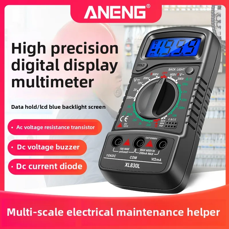 ANENG XL830L 디지털 멀티미터 고정밀 전압 전류 측정기 지능형 휴대용 소형 멀티미터 트랜지스터 데이터 홀드