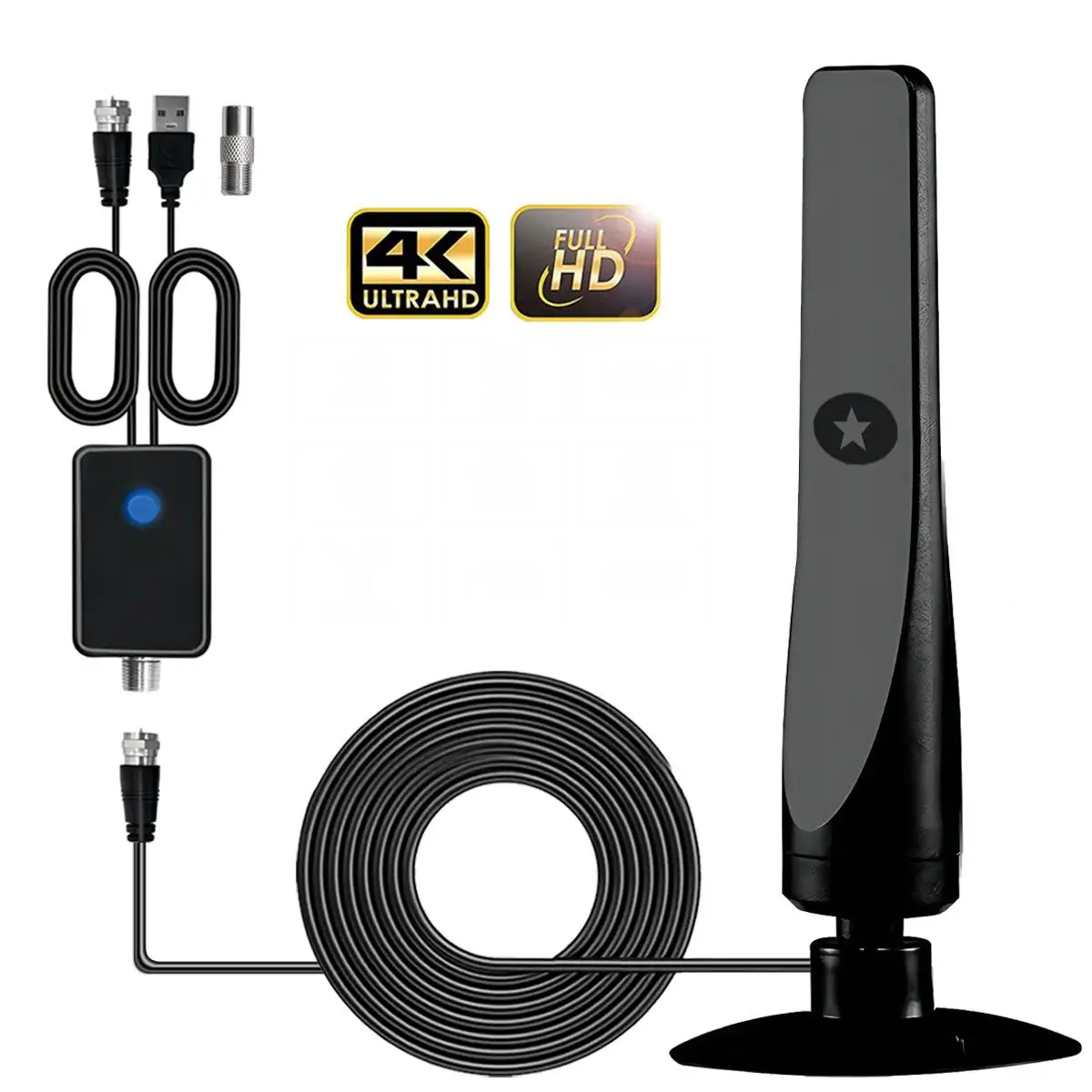 Antenne TV numérique 4K nouvelle génération, récepteur intérieur et extérieur, ondes terrestres numériques haute définition, antenne TV HDTV, prend en charge plusieurs normes de télévision nationales