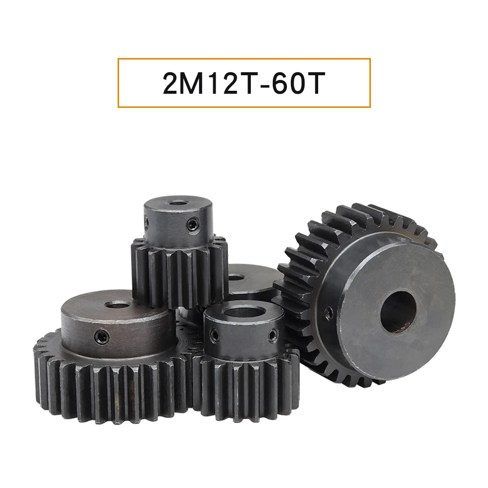 Motor Gear 2M-38T/40T Bore Size 10/12/14/15/16/17/19/20/25 mm Gear Wheel Blackening SC45#Carbon Steel Teeth Height 20mm