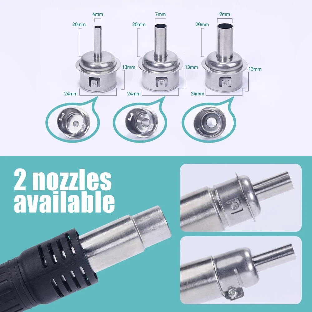 YIHUA 959D II 700W 노즐 스토리지 설치, 쉽게 핫 에어건 납땜 제거 SMD 재가공 납땜 스테이션