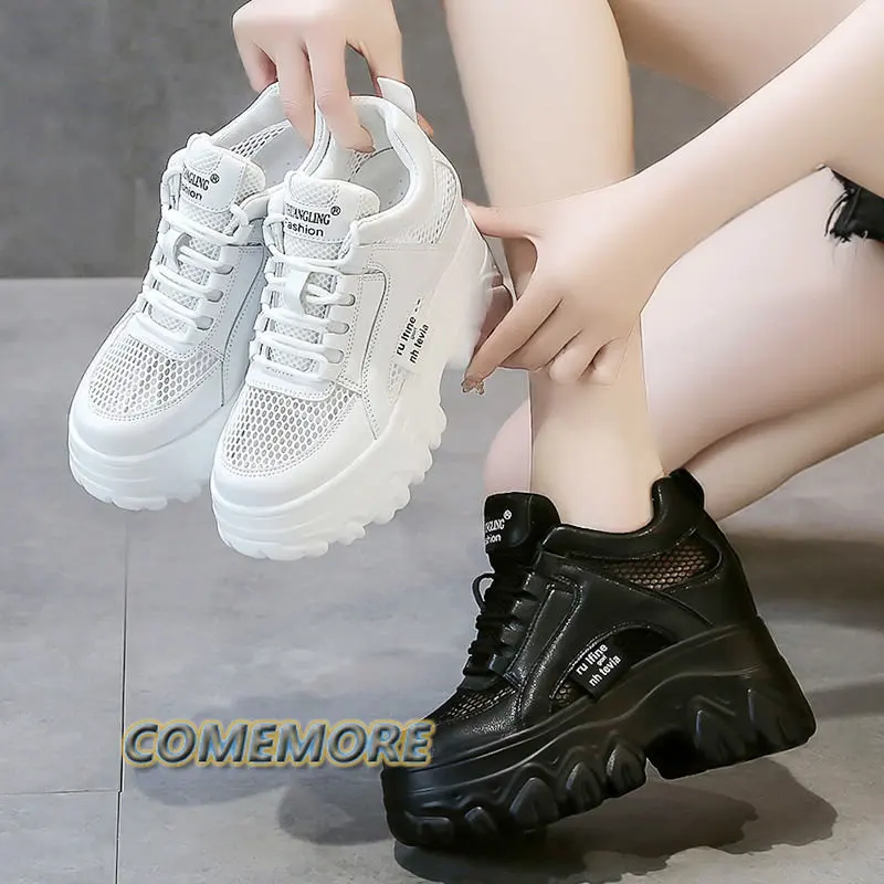 Zapatos deportivos de plataforma para mujer, zapatillas informales tenis, PU con cordones, color negro, primavera y verano _ - AliExpress Mobile