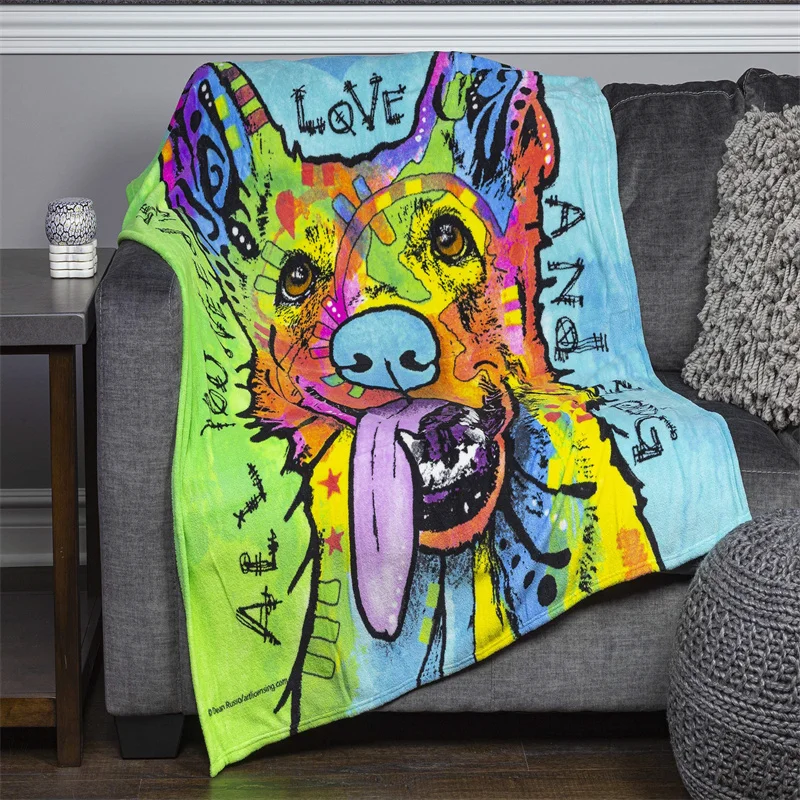 

Direct Color German Shepherd Flannel Bed Blanket Super Soft and Cozy Customizable Pattern for Women Men and Kids Plush Blanket