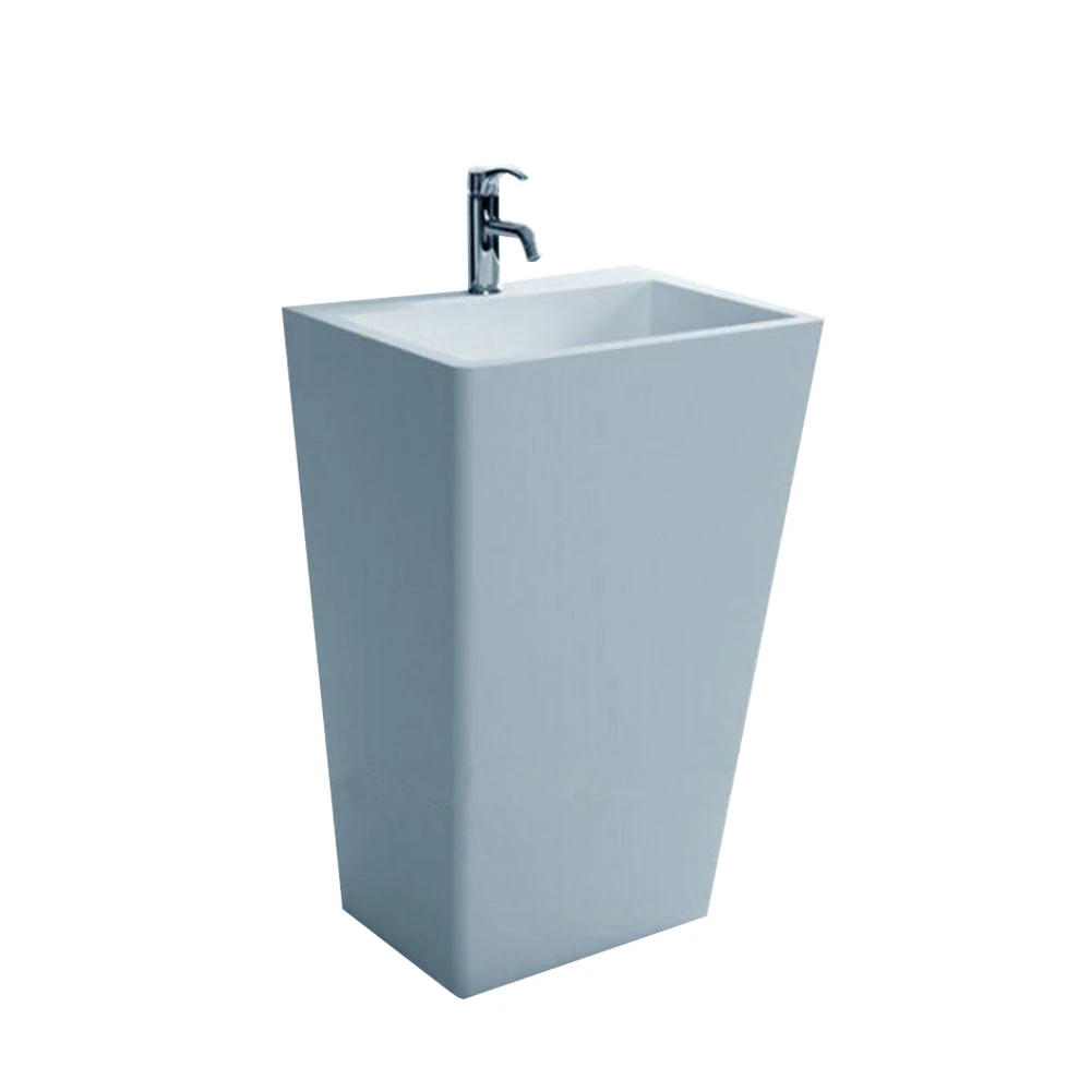 

Bathroom Corian Pedestal Wash Basin Freestanding Solid Surface Matt Hand Vessel Cloakroom Vanity Sink RS3825