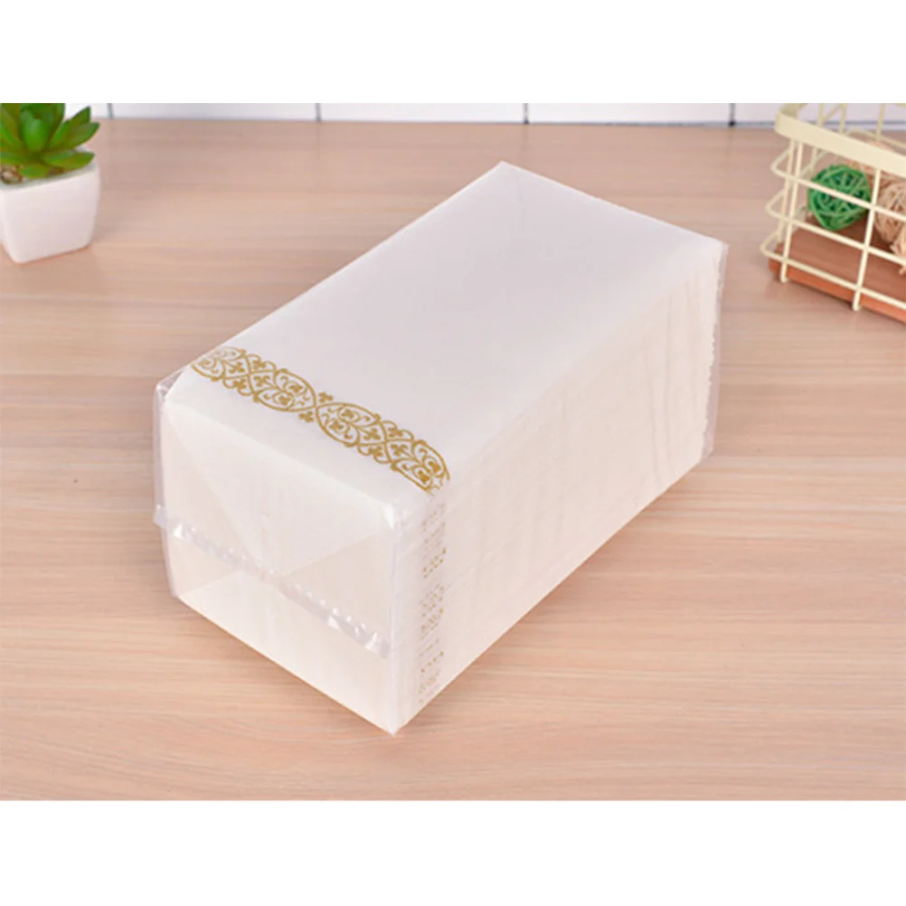 50 Pcs Paper Handkerchief Decorative Towels Napkin Golden Floral Printed Wedding Decoration