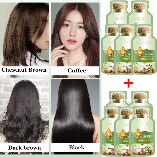 Pure Natural Herbal Hair Dye Shampoo Change Hair Color Cover Gray Hair White Hair Treatment Bubble Plant Hair Dye Hair Care 1