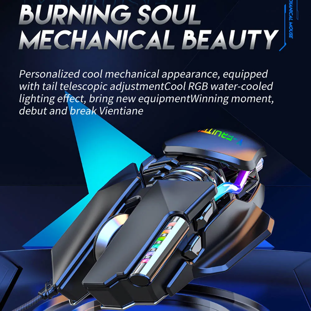 Rato do Jogo com Fio de Refrigeração Água Computador Ratos Rgb Gamer Ergonômico Botão 12800dpi Led para Computador Portátil - Imagem 4