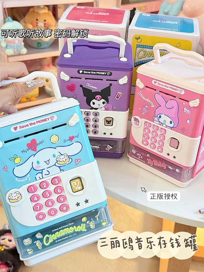 Sanrio Kawaii Kuromi Piggy Bank Anime My Melody Large Capacity Change Storage Box Children's Desktop Decoration Cute Toy Gift