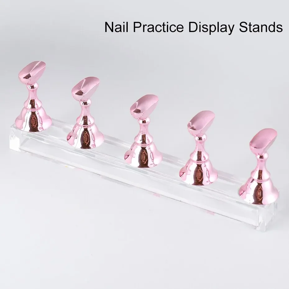 Nail Art Holder 5Pcs Chess Borad Magnetic Nail Tips Practice Display Stand