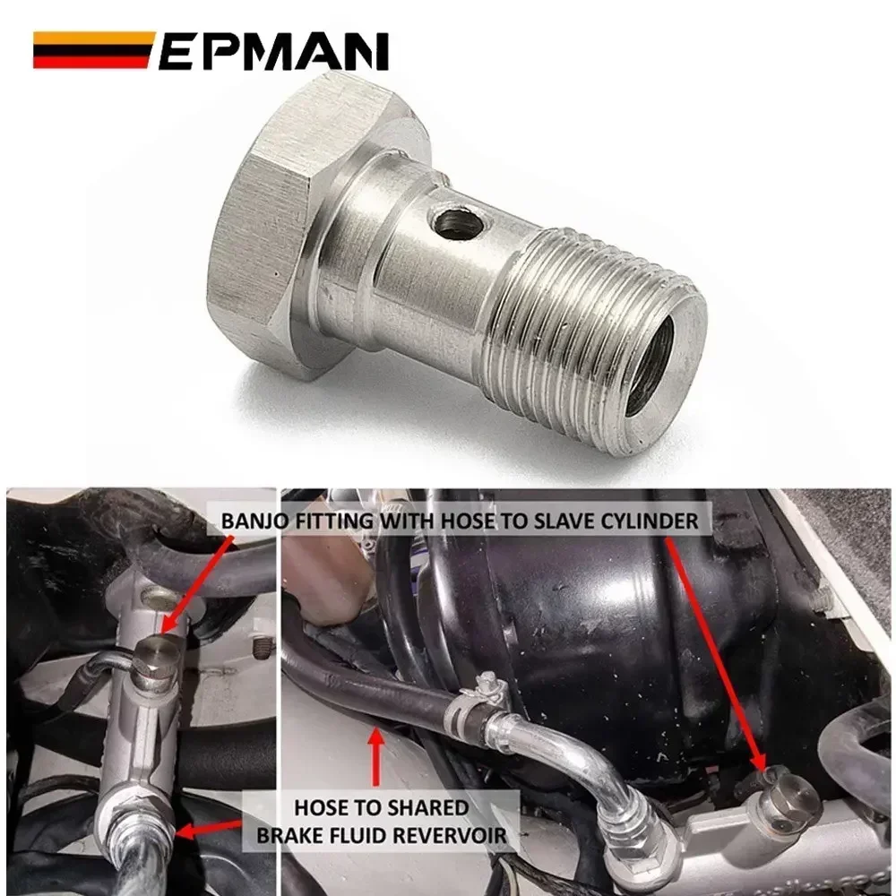 EPMAN Performance Banjo Bolt Single Stainless Steel 7/16" X 20 UNF,-4 AN /-3 AN / M12 M10 Turbo Brake Line Universal EPCGQ79 brake oil connector,brake adapter,racing brake hose lines,bike brake cable,brake cable connector