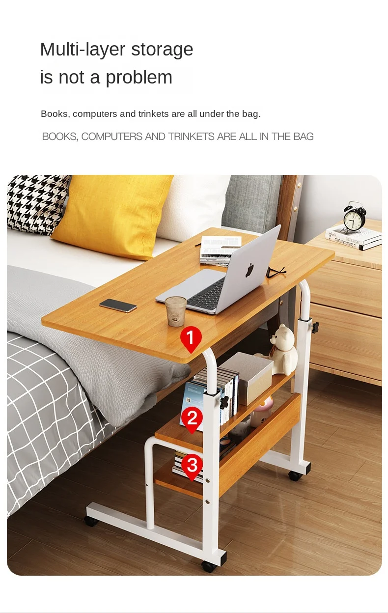 Description Picture 5 of itemOMGD Portable bedside table side model double folding bed sofa lazy desk laptop lift table mesita living room mueble para cuarto
