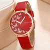 2pcs/set fashion Butterfly pattern rhinestone pu leather women wrist watch 6