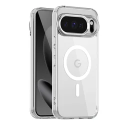 Luxury Transparent Magnetic Wireless Charging Case with Solid Color Bumper - Google Pixel 10 (Transparent)