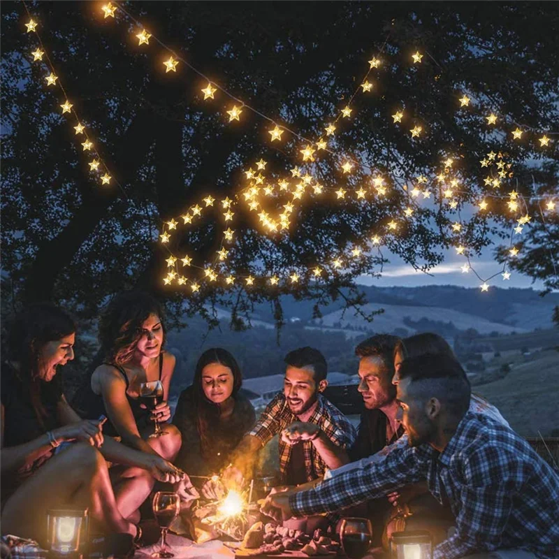 Solar Star String Lights 100LED 8 Modes Outdoors Twinkle Fairy Lights Waterproof Star Twinkle Lights for Lawn Gardens Patio 6
