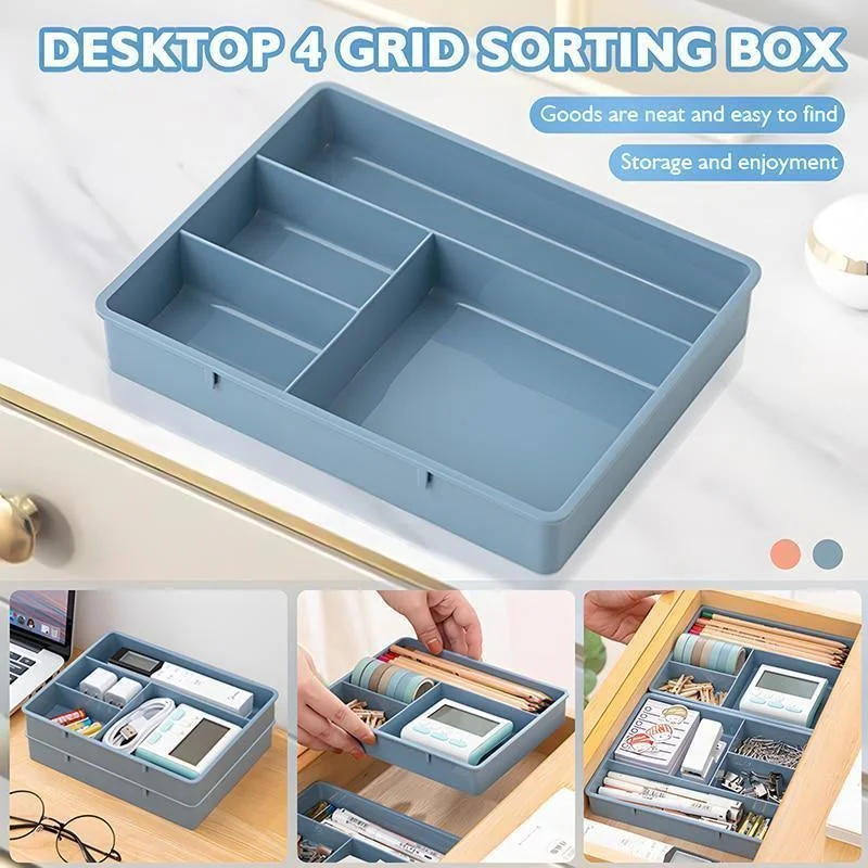 Description Picture 2 of itemDesk Drawer Organizer Stackable Multi-cell Storage Box Tray Dressing Table Jewelry Organizer Makeup Organizer For Home Office