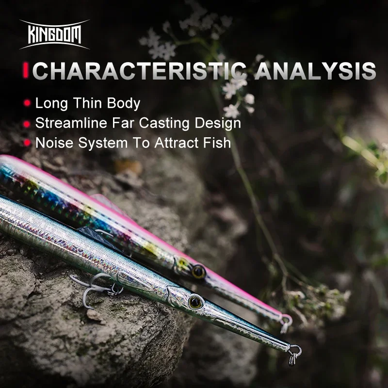 왕국 낚시 미끼 11g 13g 30g 40g 205mm 130mm 긴 주조 바늘 연필 인공 Stickbaits 싱킹 플로팅 낚시 미끼