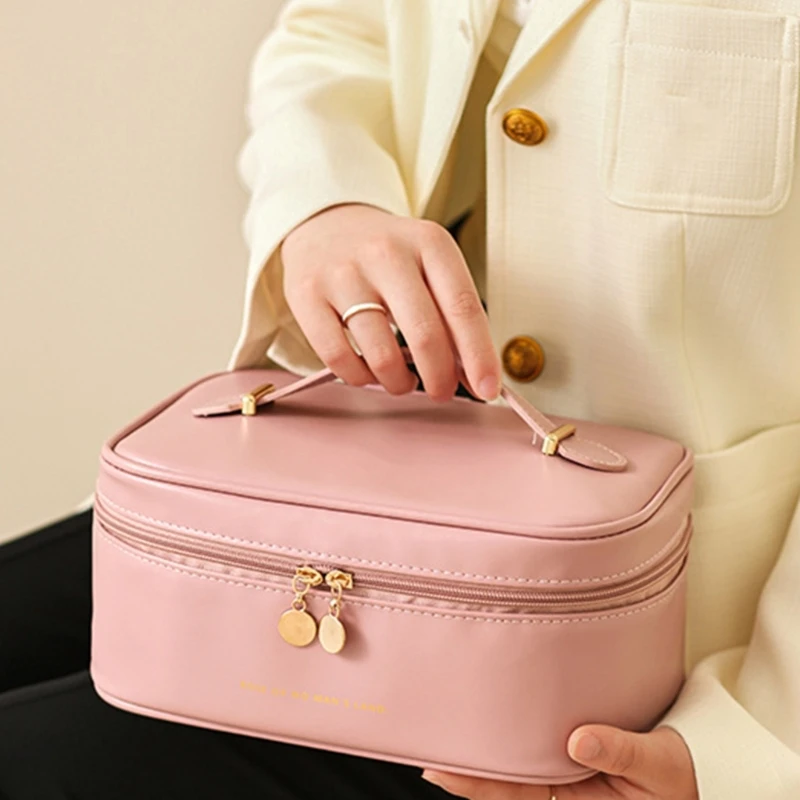 Large Capacity Travel Toiletry Cosmetic Bags Portable PU Makeup Bags Multifunctional Storage for Women