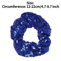 Sparkly Sequin Glitter Hair Ties - Colorful Elastic Scrunchies for Women, Girls & Kids Dance Accessories (Blue)