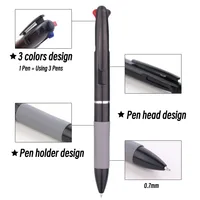 3 в 1, красный/черный/синий цвет чернил, 0,7 мм, студенческие шариковые ручки, шариковые ручки, канцелярские принадлежности, изысканные школьные принадлежности, карандаши для офиса — изображение 3