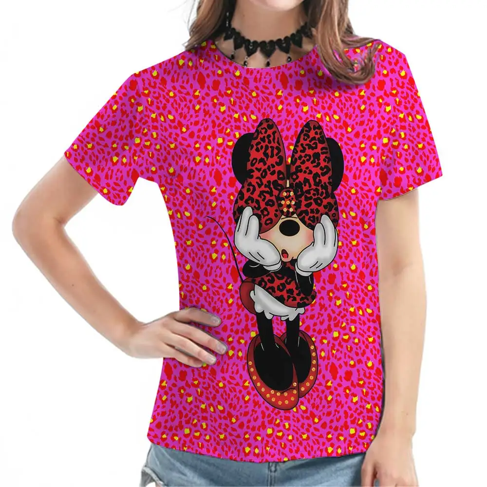 

Disney Minnie Mouse 3D Printed Women's T-shirt Summer Casual Young Women Short Sleeve Cartoon Clothing Top Girls' T shirts Tee