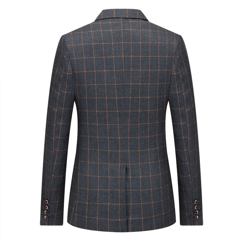 Blazers for Men's Fashion Business Plaid Gentleman Trend British Style Casual Slimming Wedding Work Korean Version Blazer Men 4