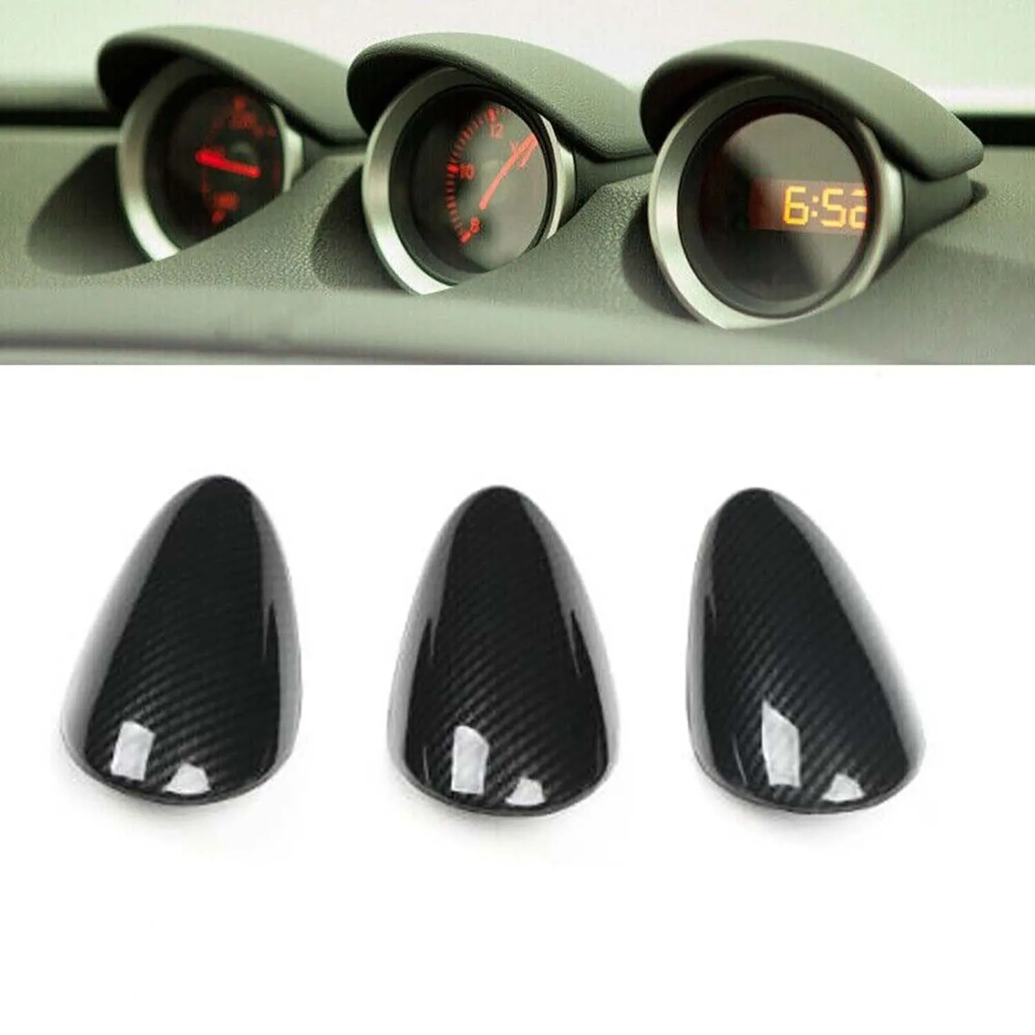 3 stücke abs Kohle faser muster Innen lehre-Pad-Abdeck verkleidung für Nissan 370z 2009-20