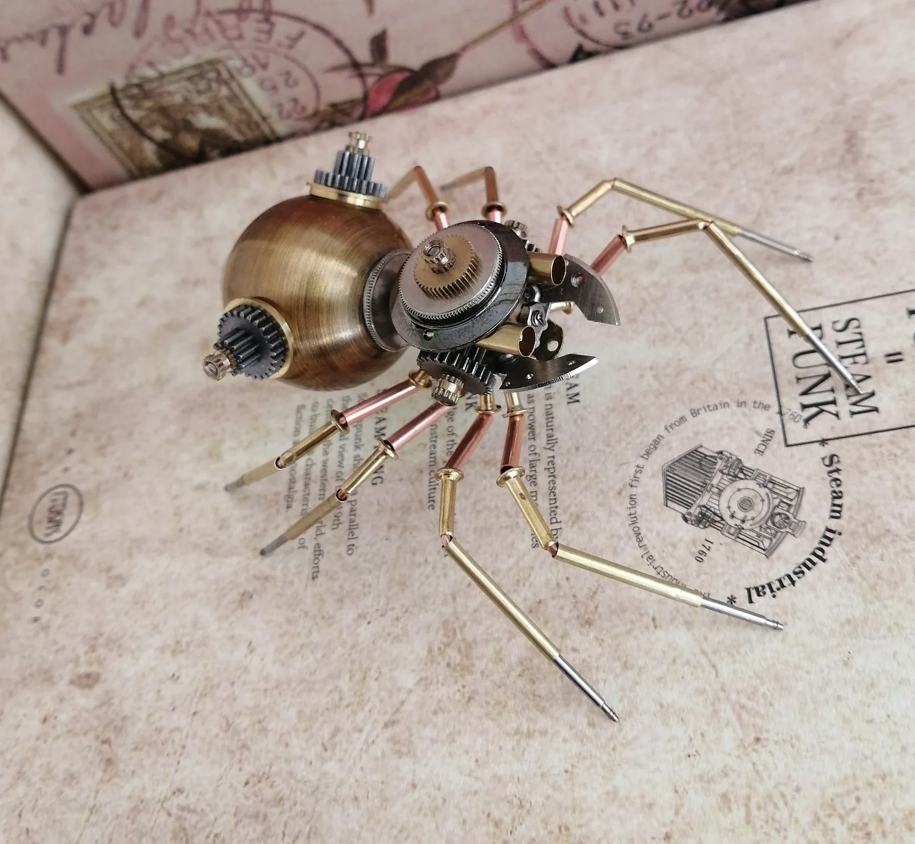 

3D DIY mechanical insect steampunk mechanical spider all metal pure handmade small handicraft ornaments - Finished Product