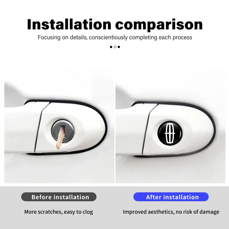 Car stickers car keyhole cover 12pcs Car Door Lock Keyhole Protect Stickers Auto For Lincoln Mondeo MKC MKZ MKX MKT Aviator Navigator