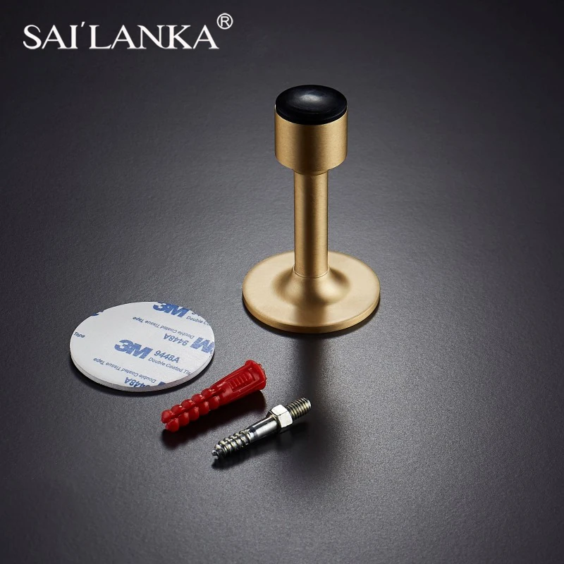 SAILANKA Brass Door Stopper Hole Free Bathroom Door Stopper Heavy Duty Floor Tope Puerta Security Protection Modern Hardware