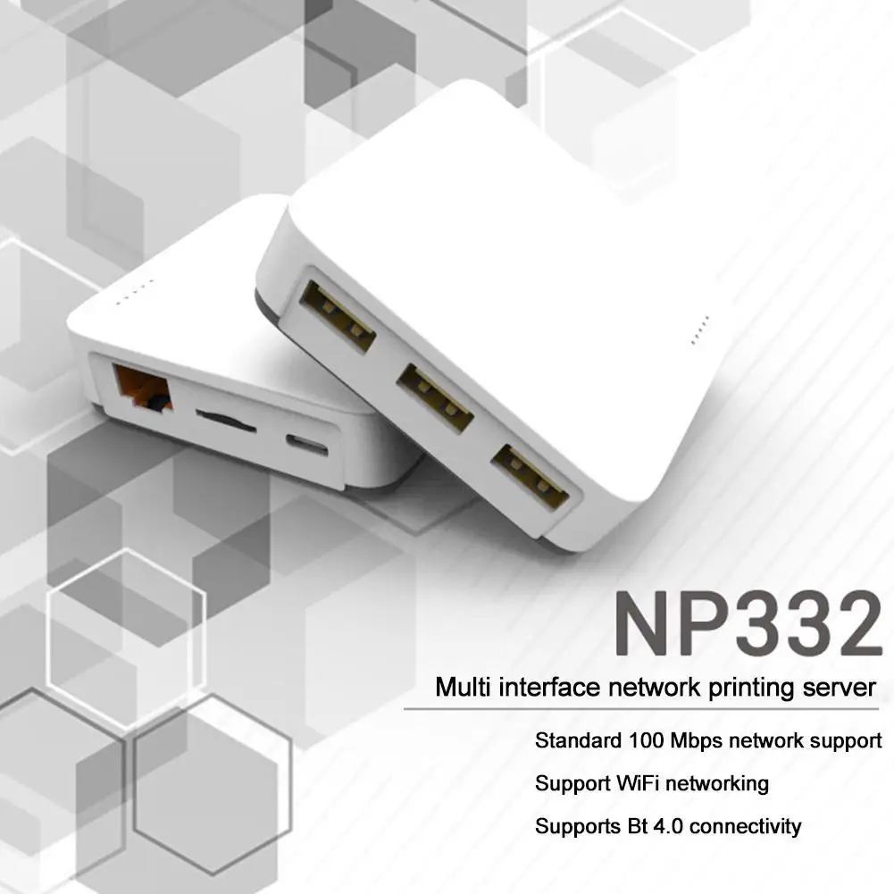 

3 USB Ports Network RJ45 Print Server For Multiple USB Printers Adapter Suitable For Windows IOS And Android Systems