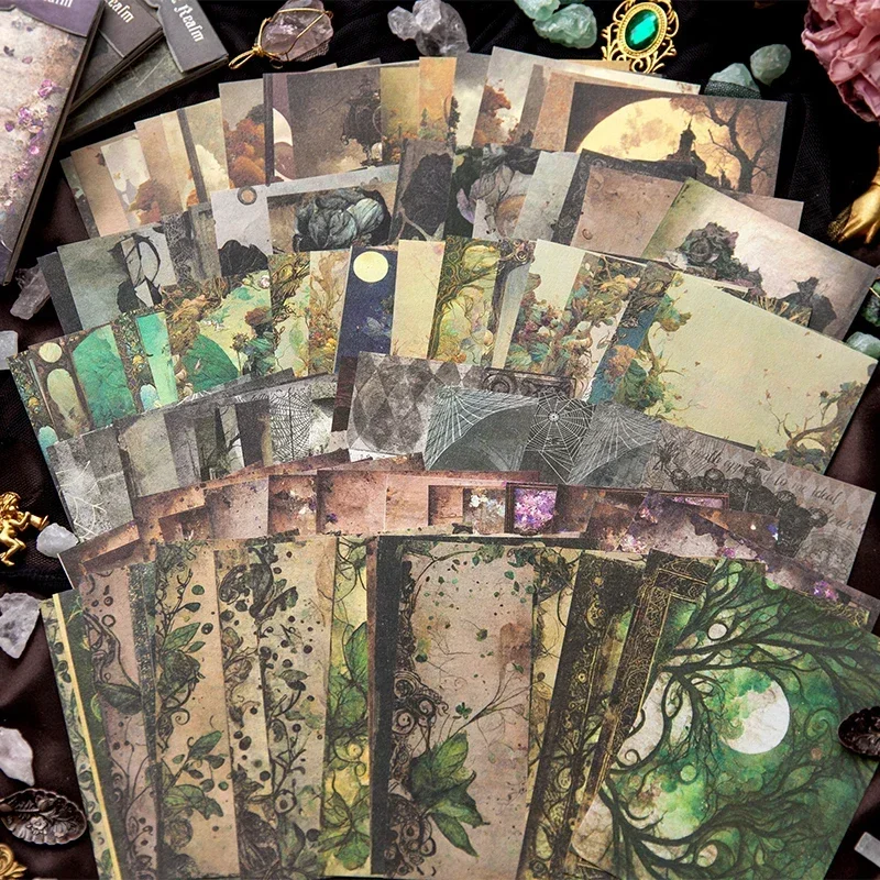 

48Pcs Material Paper Vast Ancient Mysteries DIY Vintage Art Deco Base Paper Memo Packaging Scrapbooking Cutting 130*90mm