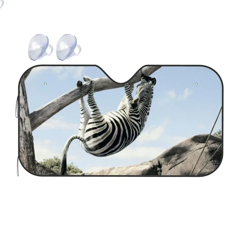 

Wild Animals Funny Zebra Car Windshield Sunshade Block Sun Glare Durable Foldable Windscreen Covers for Auto Sedan Truck SUV