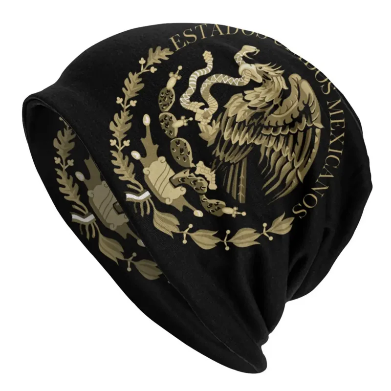 

Cool Coat Of Arms Of Mexico Skullies Beanies Caps Winter Men Women Knit Hat Adult Unisex Mexican Flag Seal In Sepia Bon New Year