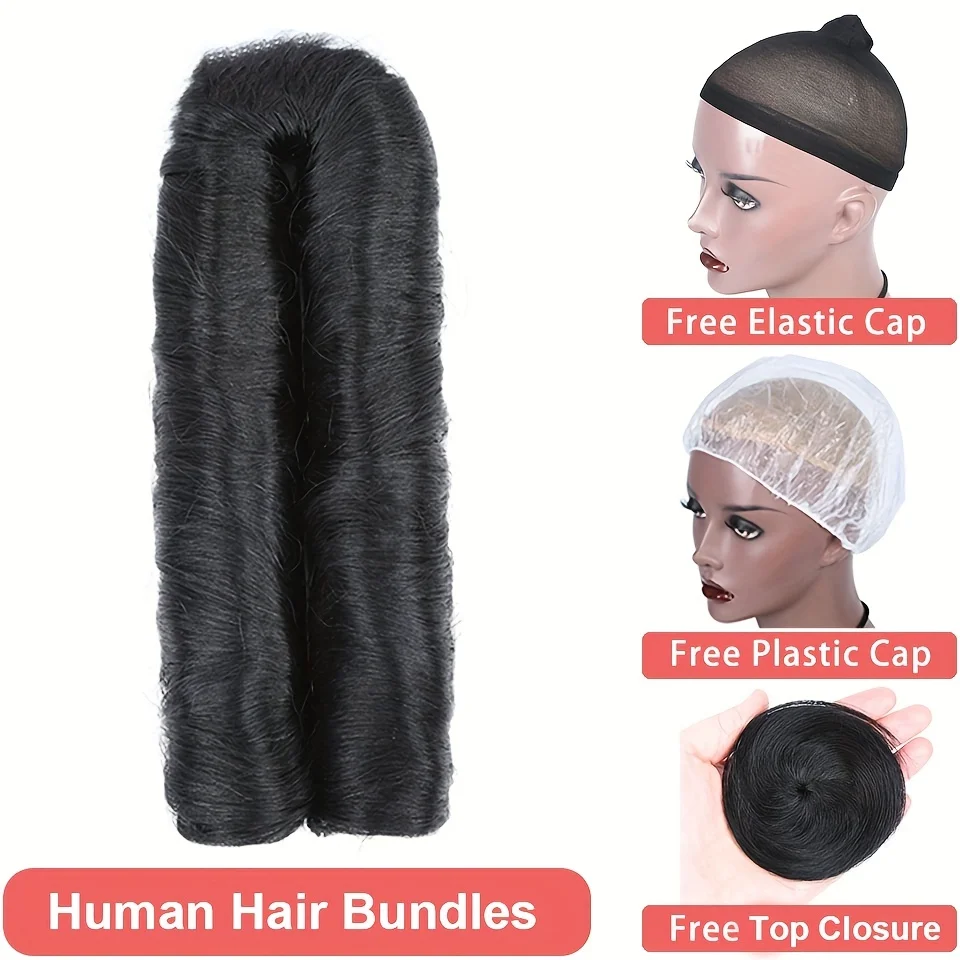 28PCS Brazilian Short Human Hair Extensions One Pack For A Full Head Human Hair Bundles With Free Closure Straight Natural