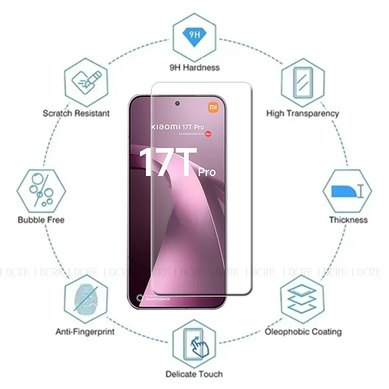Xiaomi 17T Pro Clear Tempered Glass Screen Protector - 9H Transparent Protection