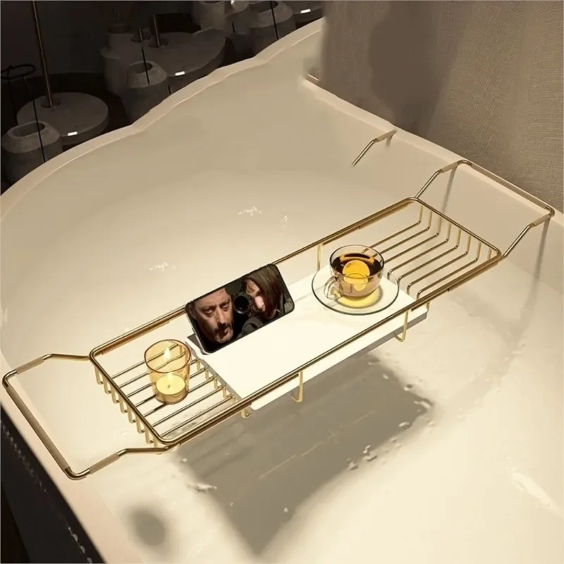 Creative Bathtub Storage Rack Household Scalable Bathroom Storage Holder Square Hollow Multi functional Rack 1PCS