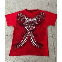 TAPOUT New Y2K Red  Printing T-shirt Men Hip Hop Round Neck Oversized Short Sleeve Casual Gothic Tee Clothing Kids Tshirt Tops 1