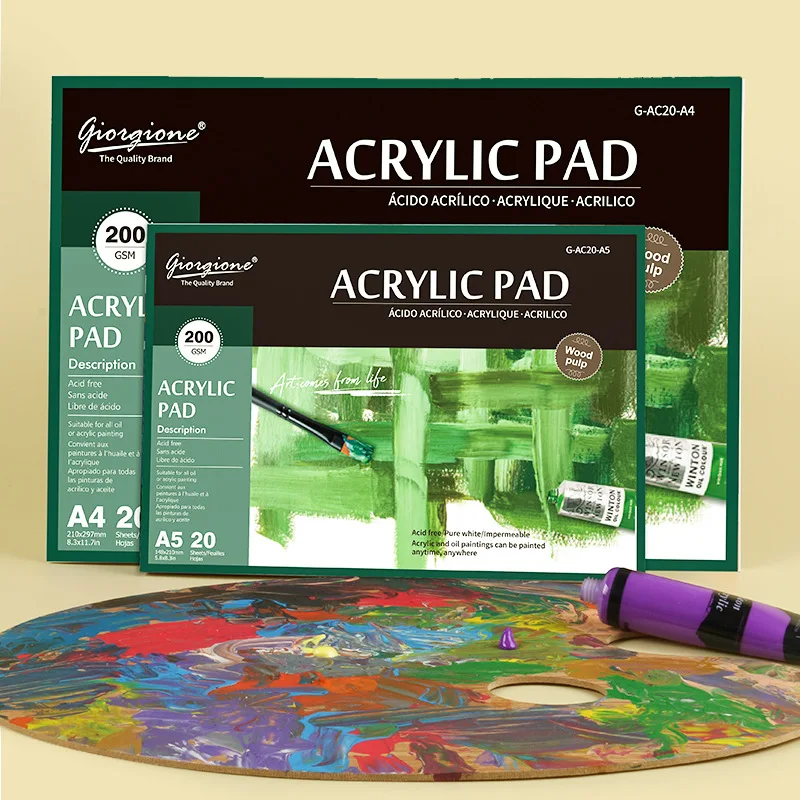 Carnet de peinture acrylique 20 feuilles A3/A4/A5, papier professionnel pour peinture à l'huile, bloc-notes spécial pigments, carnet de peinture pour artistes 1