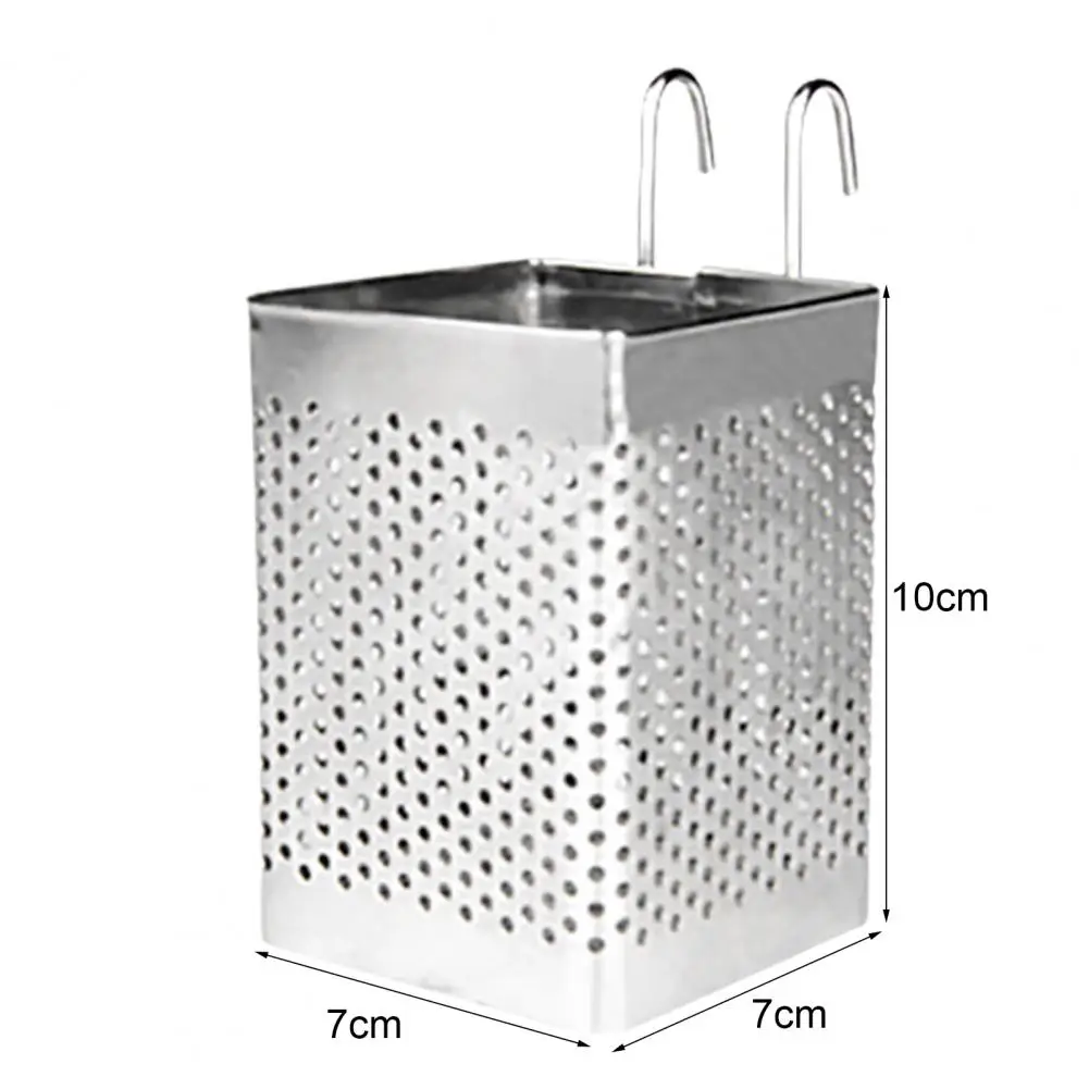 Tableware Drainer Chopsticks Holder with Hanging Hooks Space-Saving Stainless Steel for Kitchen