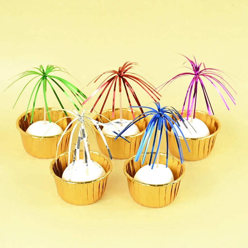 30/50PCS Feuerwerk Cupcake Topper Folie Rüschen Zahnstocher Urlaub Kuchen Dekorationen Essen Picks Für Abschlussfeier Mehrfarbig – Detail 5