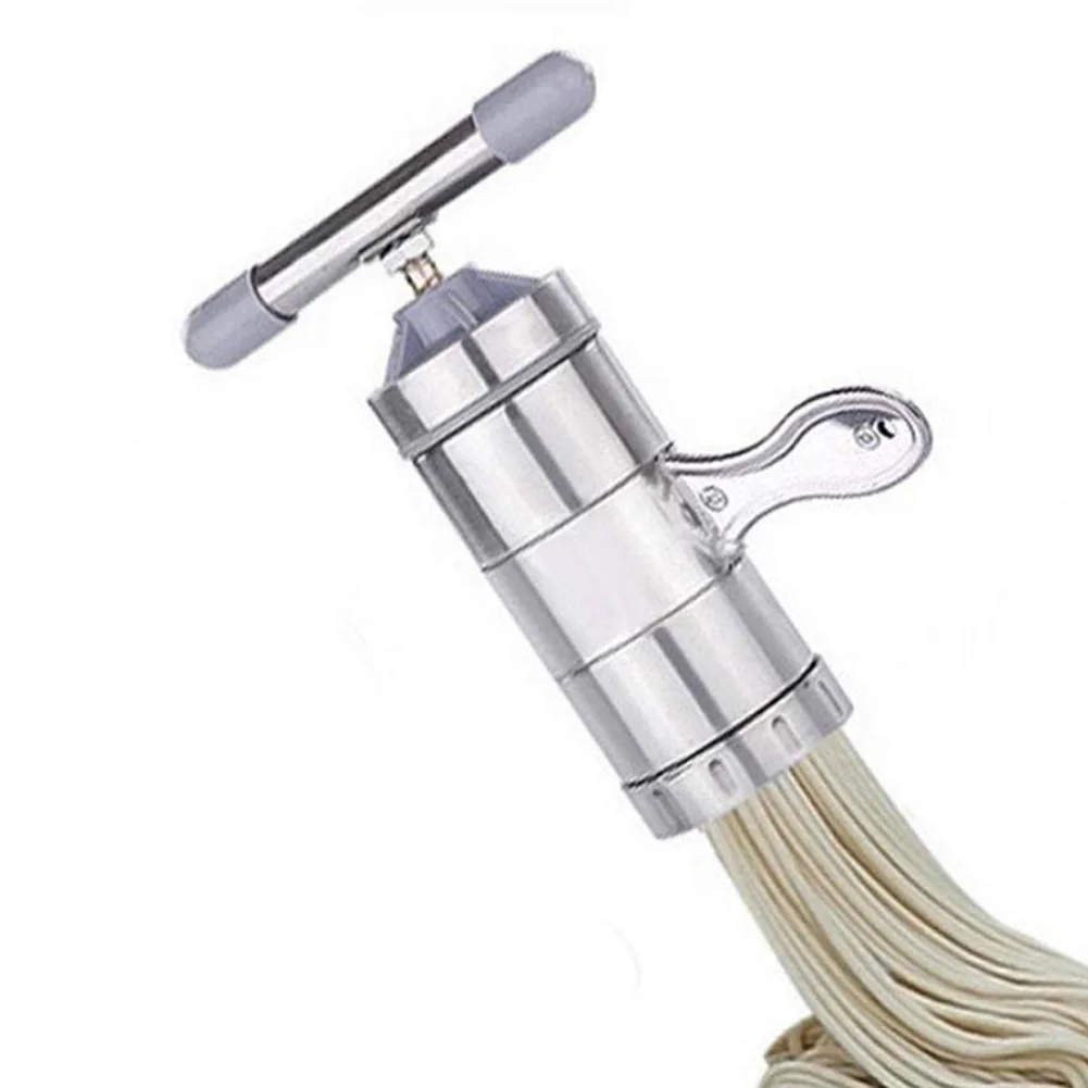 Przybory kuchenne ręczna urządzenie do gotowania makaronu Spaghetti ze stali nierdzewnej maszyna do robienia makaronu do sokowirówki do owoców z 5 foremkami do prasowania 19 S9c7378e3990244988bd81f210e5e384ft Przybory kuchenne ręczna urządzenie do gotowania makaronu Spaghetti ze stali nierdzewnej maszyna do robienia makaronu do sokowirówki do owoców z 5 foremkami do prasowania