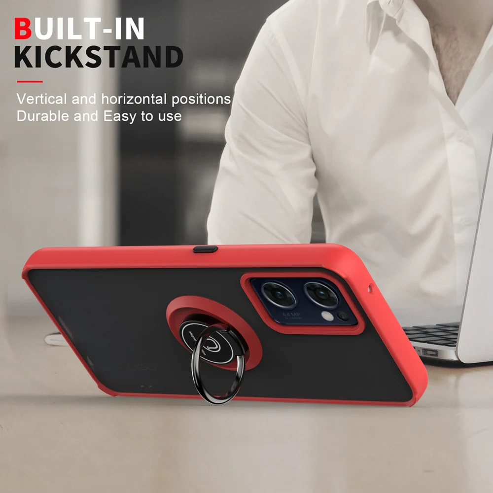 KEYSION Matte Case for OPPO Reno7 5G 7 Z 5 Lite 5F 4 Pro Transparent Ring Shockproof Phone Cover for OPPO A52 A72 A92 A5_voghion.com