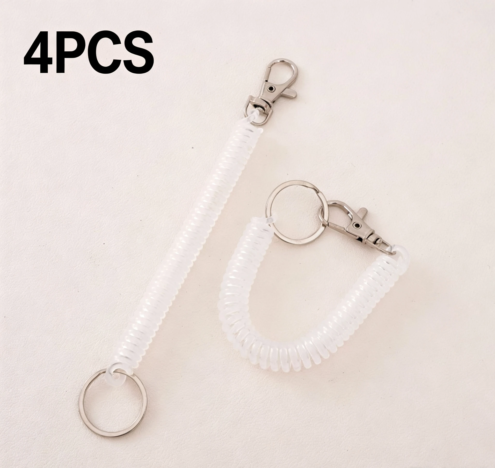 4-Piece Retractable Coil Keychain Set with Lobster Clasp