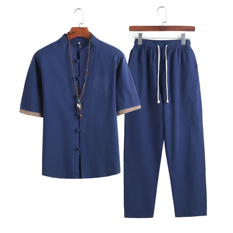 Chinese Dress Martial Arts Clothing Summer Chinese Style Linen Tang Suit Traditional Clothing Men Shorts Tai Chi Uniform