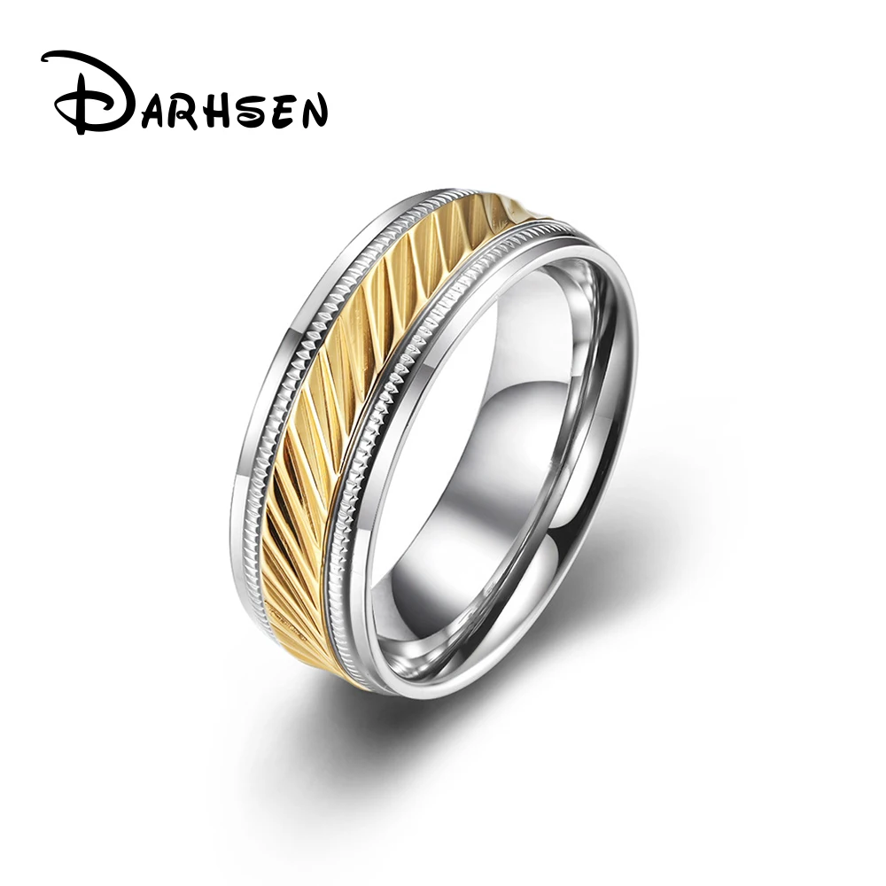 

DARHSEN Stainless Steel Men Statement Ring Silver Gold Color Fashion Jewelry US Size 7 8 9 10 11 12 13